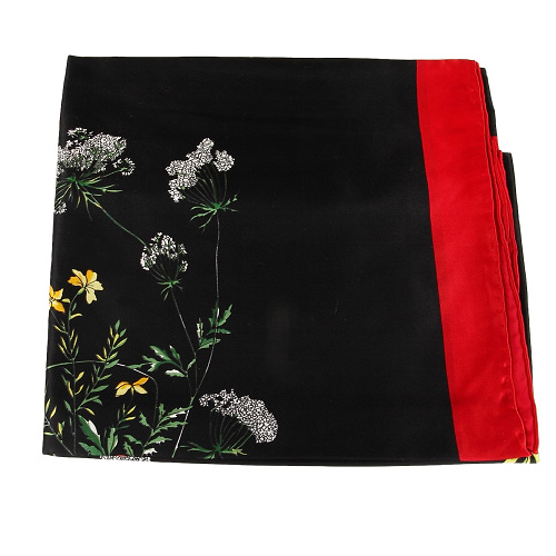 Seidentuch, Damentuch Seide, 105x105cm, schwarz, rot, mehrfarbig